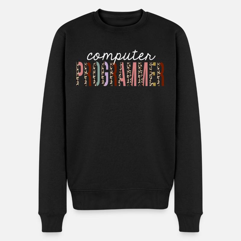 Computerprogrammierer-Leopard-Druck-lustiges Geschenk - Männer Premium Bio Pullover - Schwarz