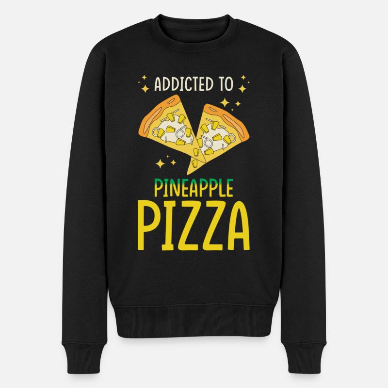 Ananaspizza Süchtig - Männer Premium Bio Pullover - Schwarz