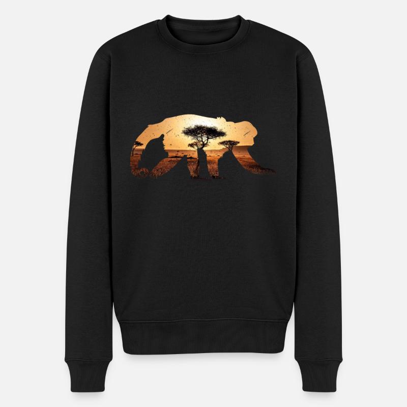Wildlife Tierschutz Wilde Exotische Tiere Afrika - Männer Premium Bio Pullover - Schwarz