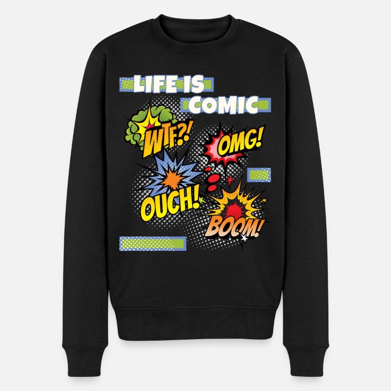 Comic, Comic-Strips, lustiger Spruch Comicstyle - Männer Premium Bio Pullover - Schwarz