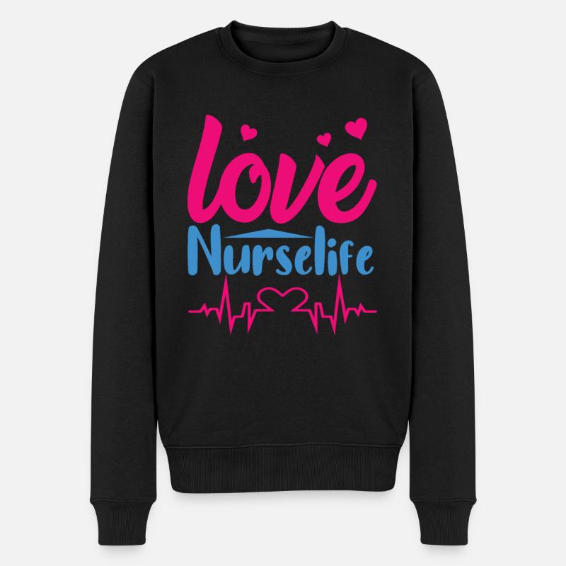 KRANKENSCHWESTER Love Nurse Life - Männer Premium Bio Pullover - Schwarz