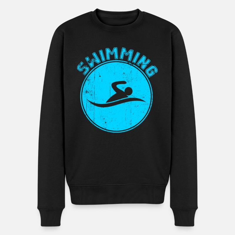 Schwimmen - Männer Premium Bio Pullover - Schwarz