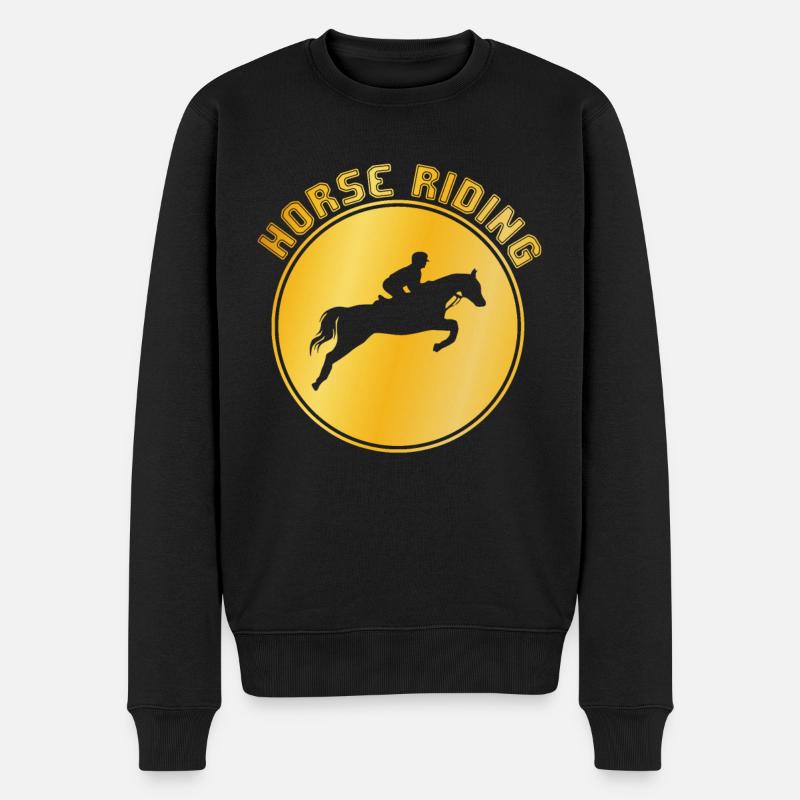 Pferde Reiten - Männer Premium Bio Pullover - Schwarz