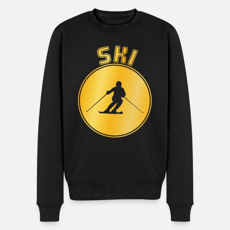 Ski - Männer Premium Bio Pullover - Schwarz