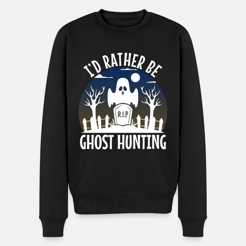 I'd Rather Be Ghost Hunting - Männer Premium Bio Pullover - Schwarz