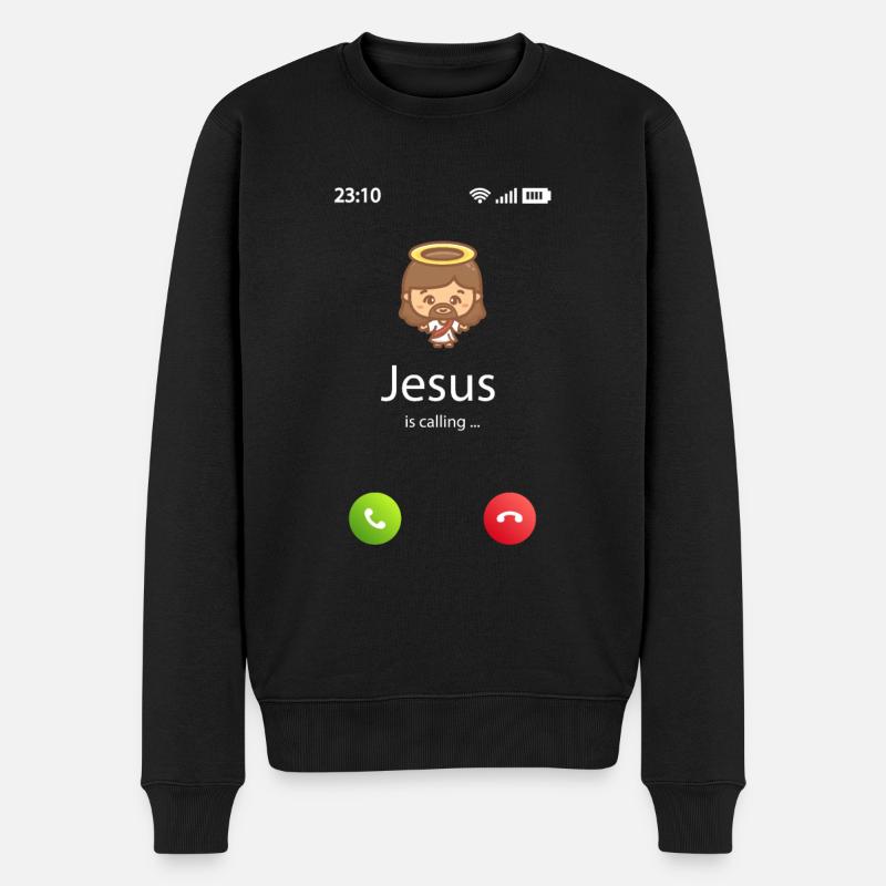 Jesus is calling - Männer Premium Bio Pullover - Schwarz