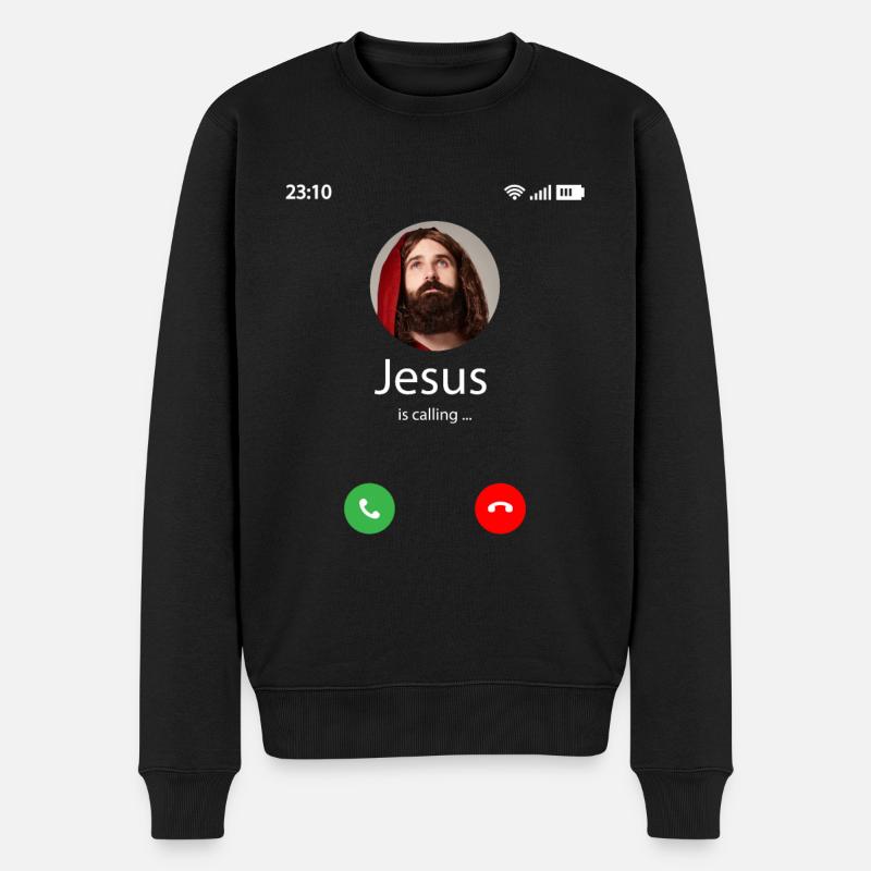Jesus is calling - Männer Premium Bio Pullover - Schwarz