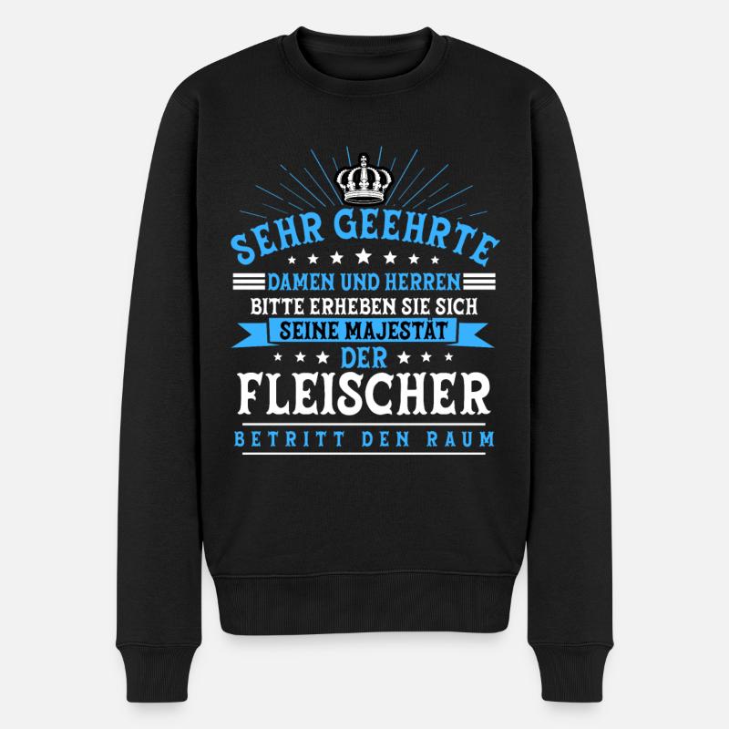 Metzger Fleischer - Männer Premium Bio Pullover - Schwarz
