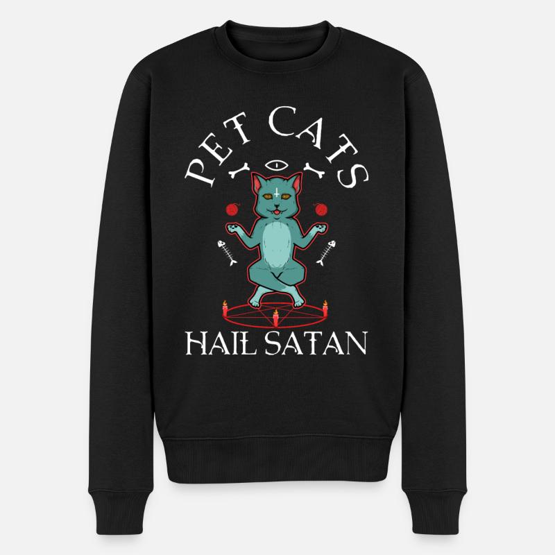 Pet Cats Hail Satan - Männer Premium Bio Pullover - Schwarz