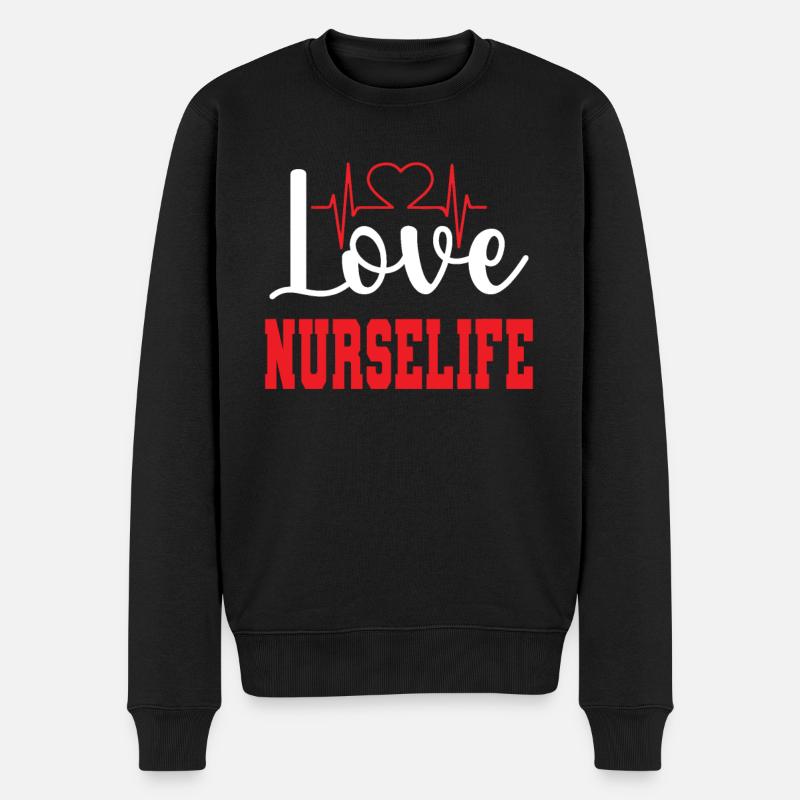 Liebe Krankenschwester - Männer Premium Bio Pullover - Schwarz