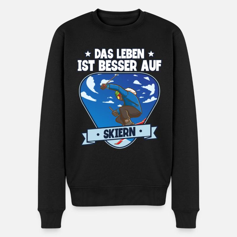 Skifahren Ski - Männer Premium Bio Pullover - Schwarz