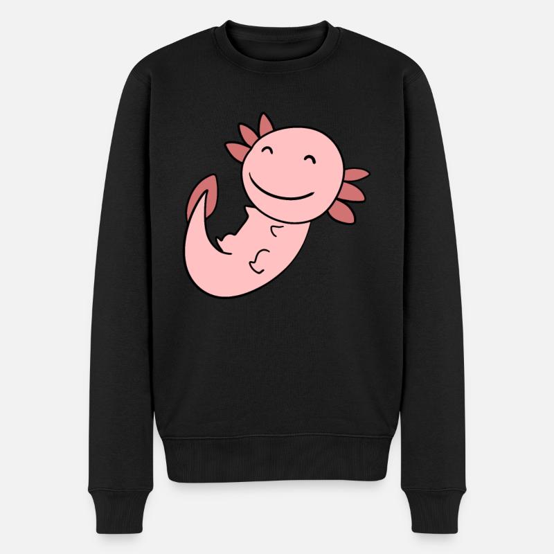 Süßes Axolotl Rosa - Männer Premium Bio Pullover - Schwarz