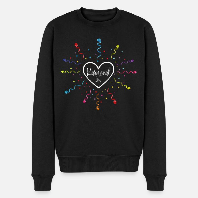 Karneval im Herz Fasching Konfetti Köln Närrin - Männer Premium Bio Pullover - Schwarz