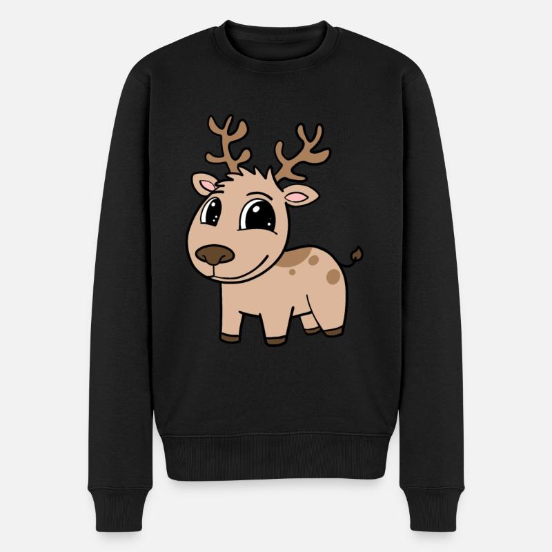 Reh - Männer Premium Bio Pullover - Schwarz
