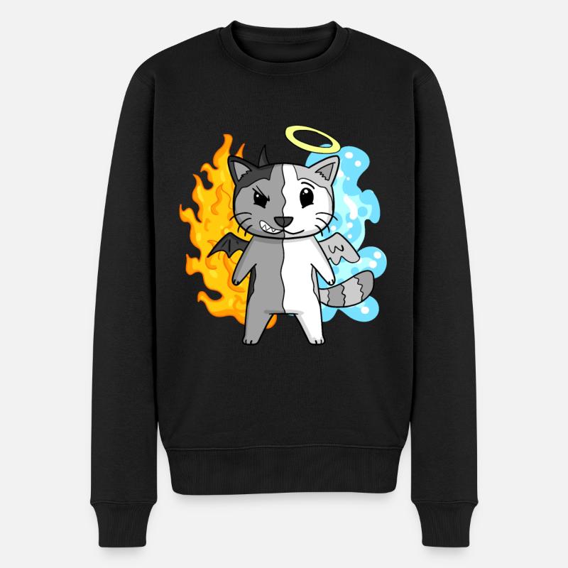 Ange chat et diable - Pull Premium bio Homme - noir