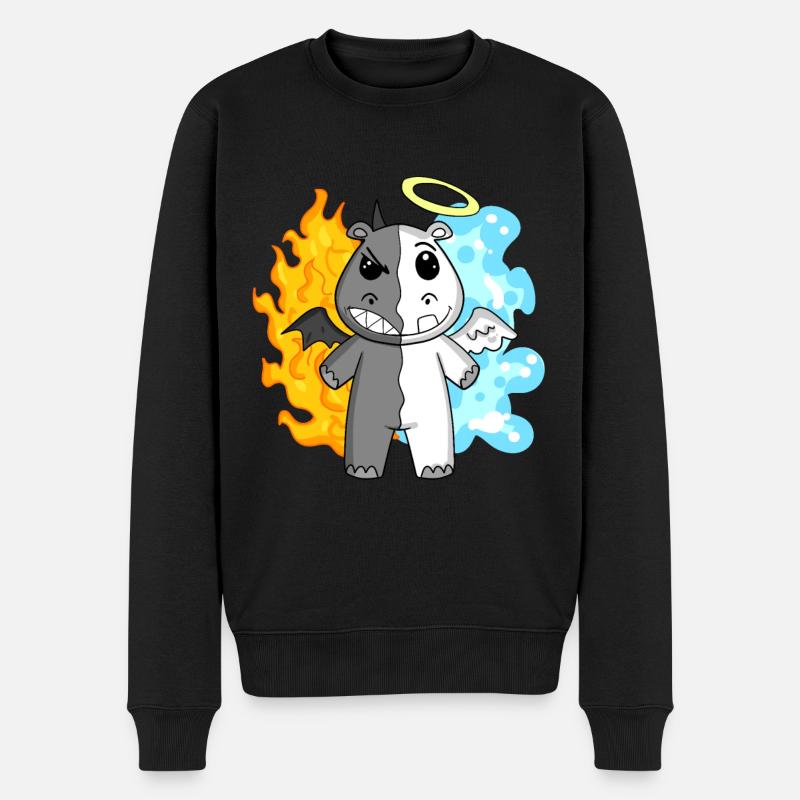 Hippopotame - Ange et Diable - Pull Premium bio Homme - noir