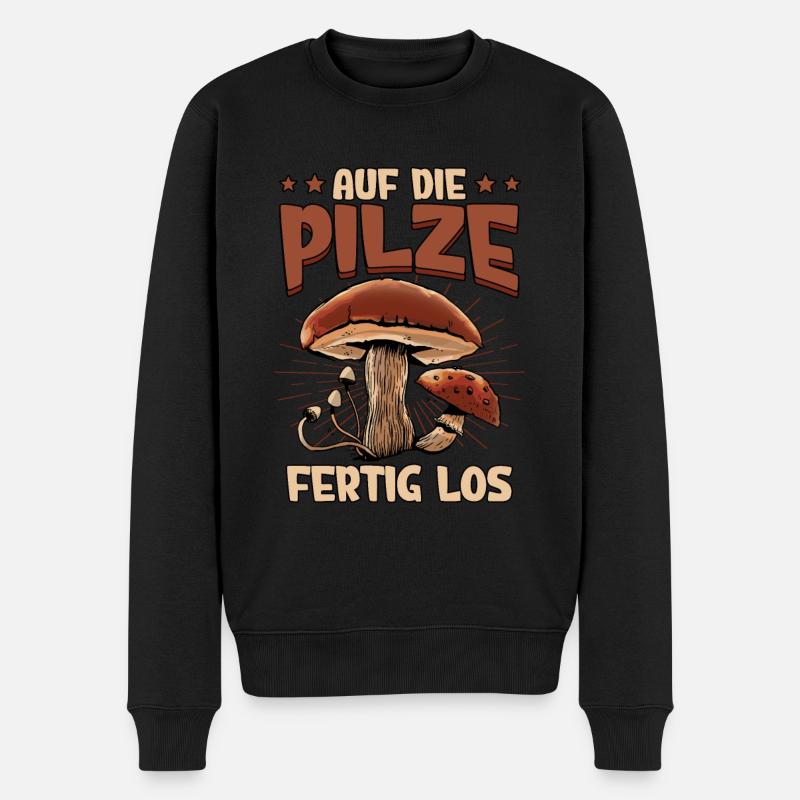Pilzsammler Pilz Sucher - Männer Premium Bio Pullover - Schwarz