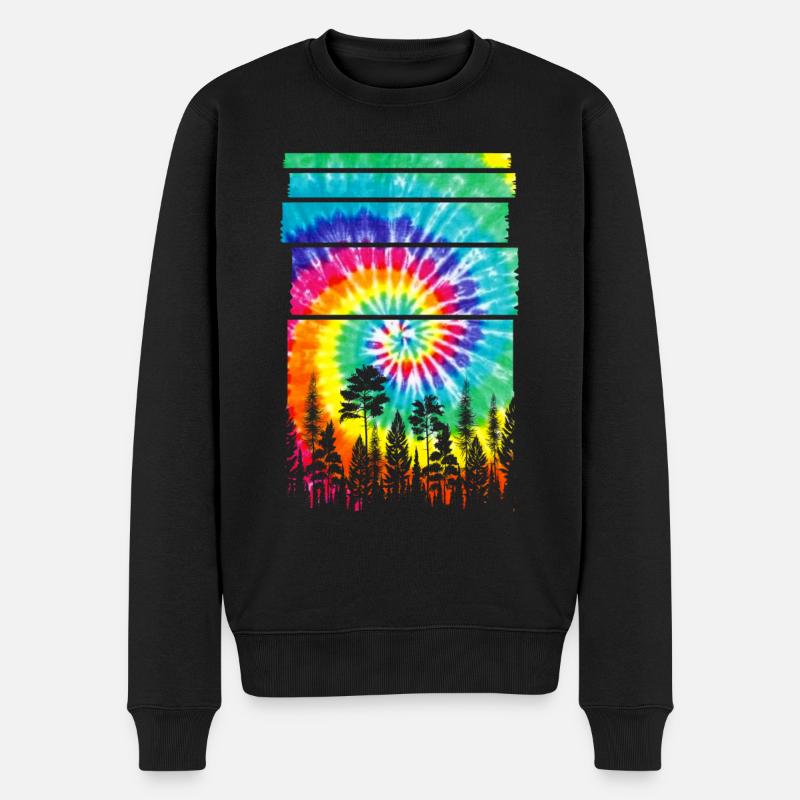 Wald Hippie Batik Natur Bäume Wald - Männer Premium Bio Pullover - Schwarz
