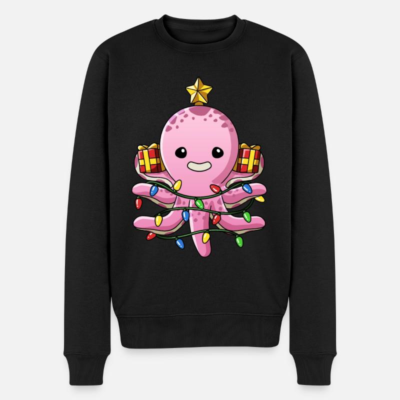 Oktopus Weihnachtsbaum Weihnachtsmarkt Weihnachten - Männer Premium Bio Pullover - Schwarz