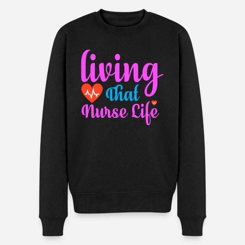 Gesundheit und Krankenpflegerin - Männer Premium Bio Pullover - Schwarz