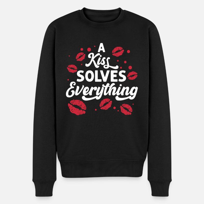 Problem Kissing Solution Relationship Partners - Men's Premium Organic Jumper - black