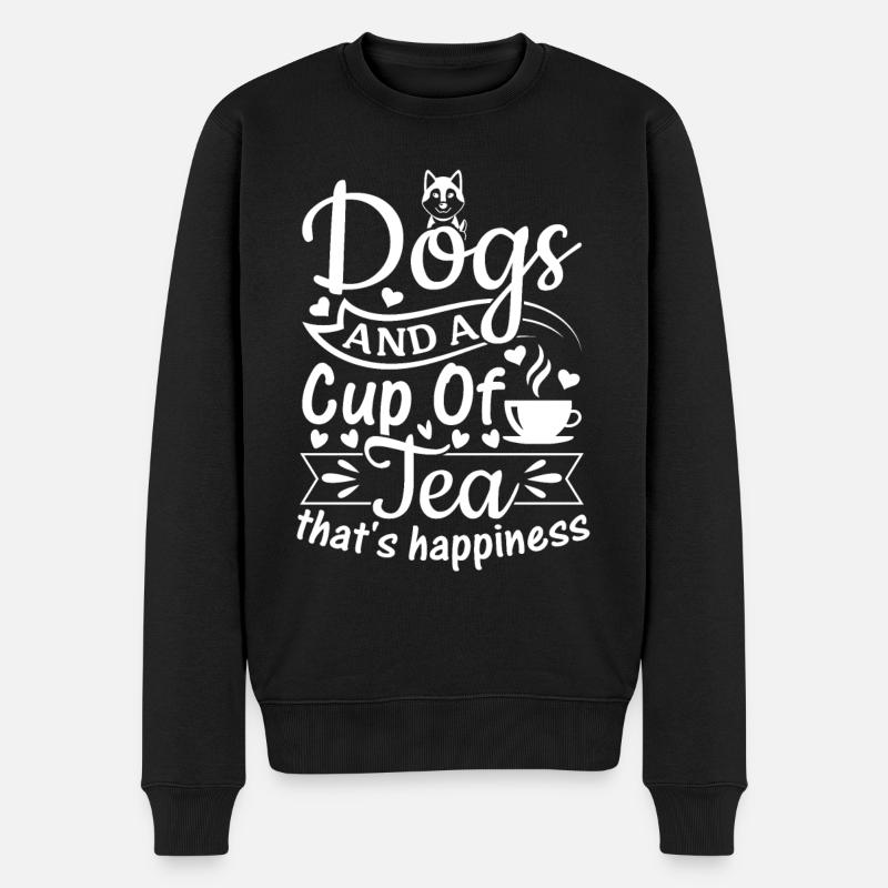 Hunde und eine Tasse Tee - das ist Glück, ich Hund - Männer Premium Bio Pullover - Schwarz