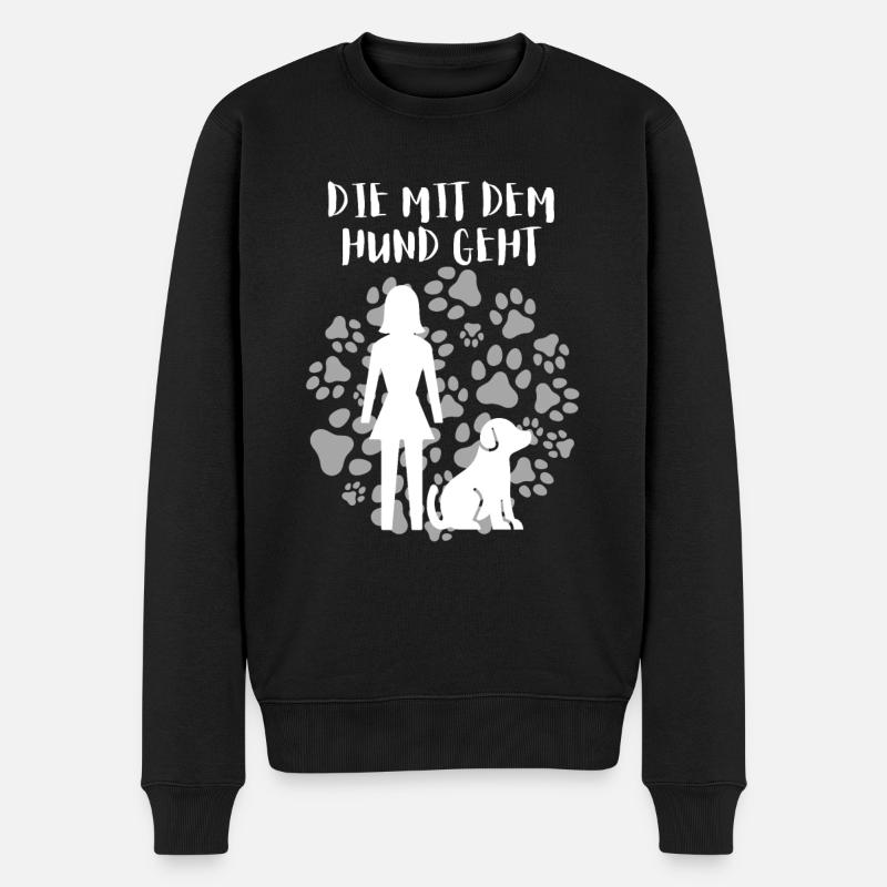 DIE MIT DEM HUND GEHT GASSI Hunde Spruch GESCHENK - Männer Premium Bio Pullover - Schwarz