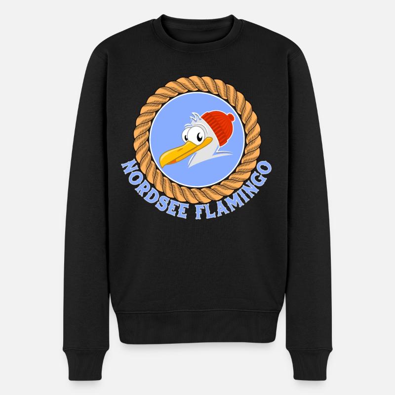 Nordsee Flamingo lustige Möwe - Männer Premium Bio Pullover - Schwarz