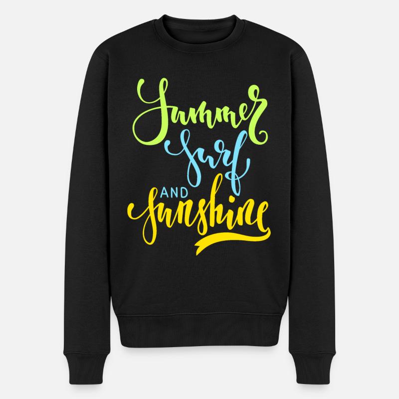 Summer-Surf-and-Sunshine, Dicton d’été, Surf - Pull Premium bio Homme - noir