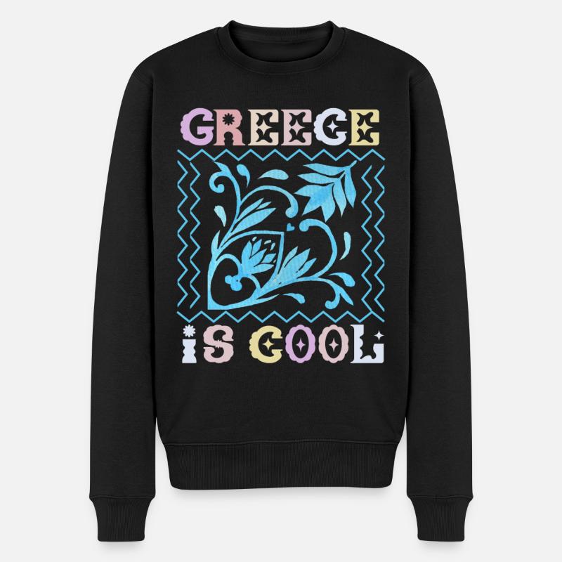 Grèce, disant, Grèce-Est-Cool, ornement - Pull Premium bio Homme - noir