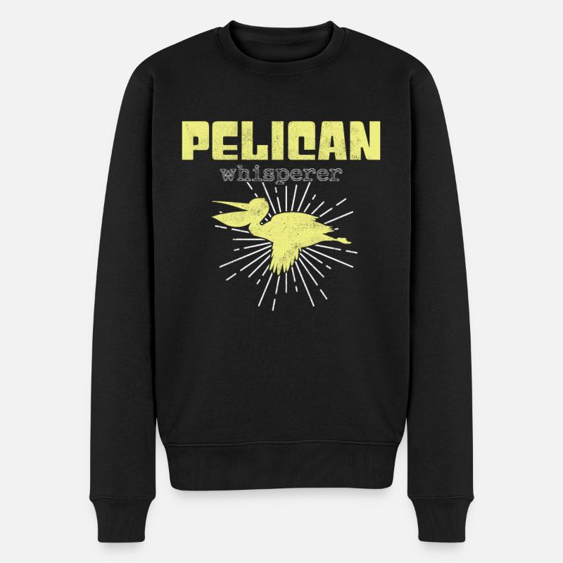 Pelikan Flüsterer - Männer Premium Bio Pullover - Schwarz