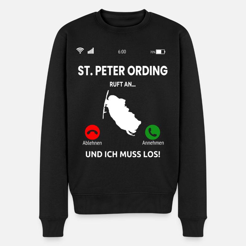 Sankt Peter Ording Nordsee Urlaub Idee - Männer Premium Bio Pullover - Schwarz