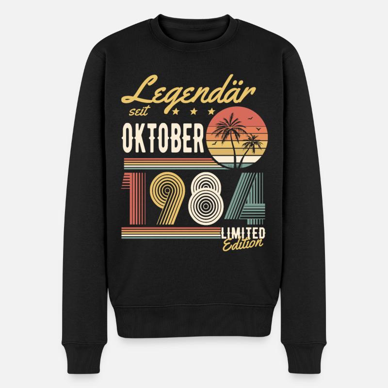 Legendär Seit Oktober 1984 Geburtstag Geschenk - Männer Premium Bio Pullover - Schwarz