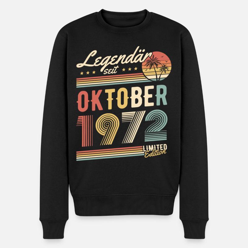Legendär Seit Oktober 1972 Geburtstag Geschenk - Männer Premium Bio Pullover - Schwarz