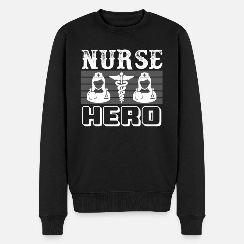Krankenschwester Held - Männer Premium Bio Pullover - Schwarz