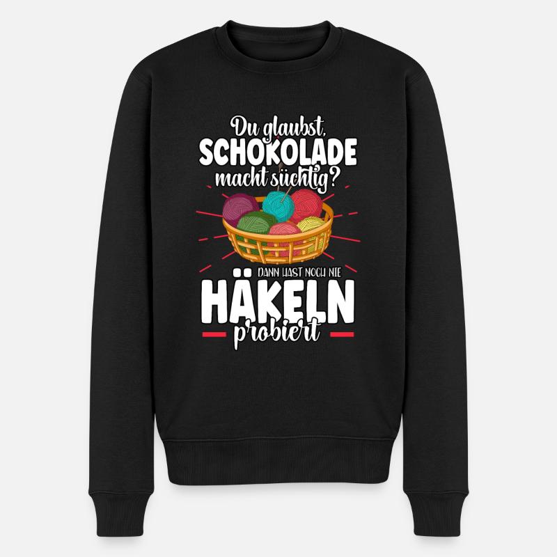 Häkeln - Männer Premium Bio Pullover - Schwarz