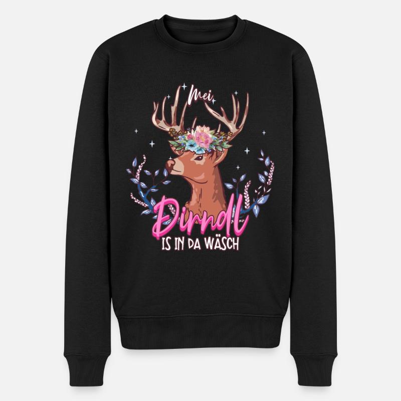 Mei Dirndl Is In Da Wäsch - Männer Premium Bio Pullover - Schwarz