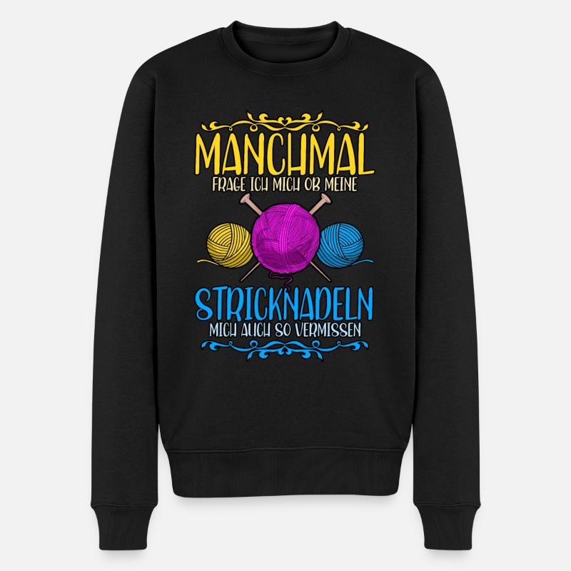 Häkeln - Männer Premium Bio Pullover - Schwarz