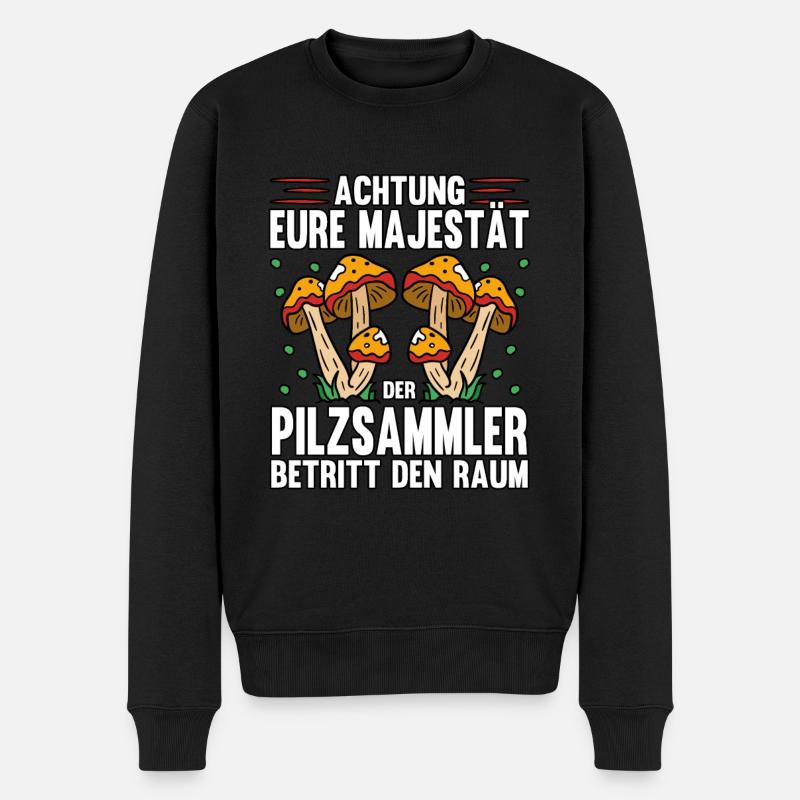 Pilzsammler Pilz Sucher - Männer Premium Bio Pullover - Schwarz