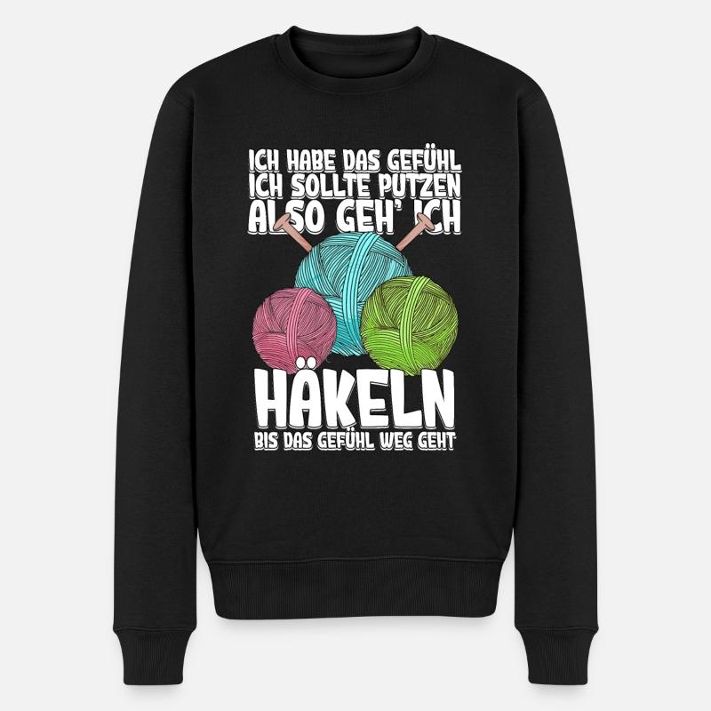 Häkeln - Männer Premium Bio Pullover - Schwarz