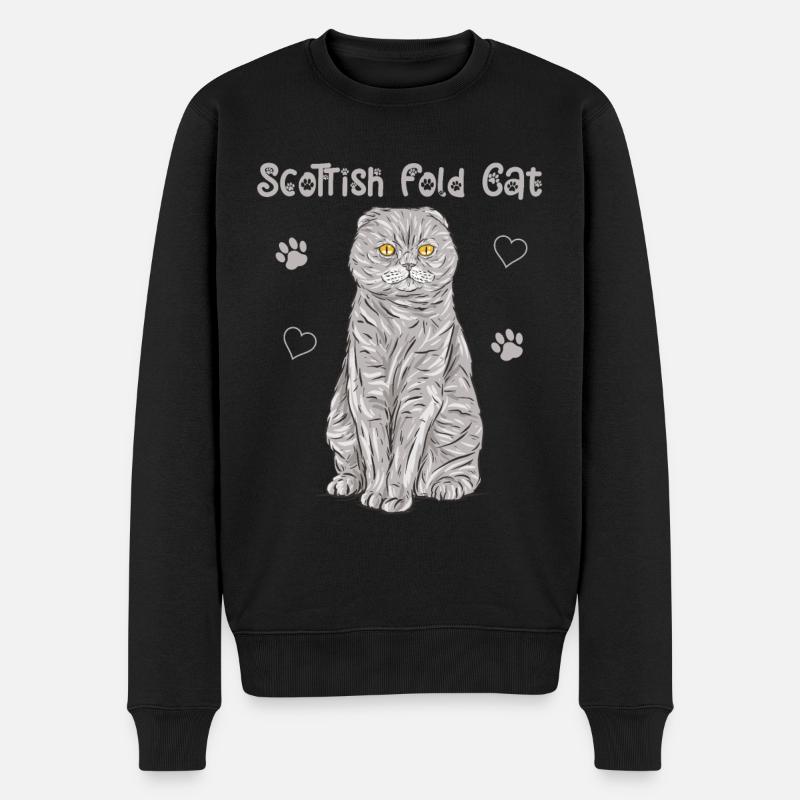 Schottische Faltohrkatze Scottish Fold Geschenk - Männer Premium Bio Pullover - Schwarz