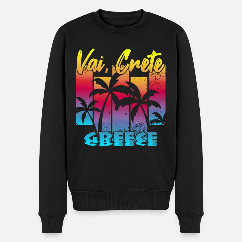 Vai Crete Greece - Männer Premium Bio Pullover - Schwarz