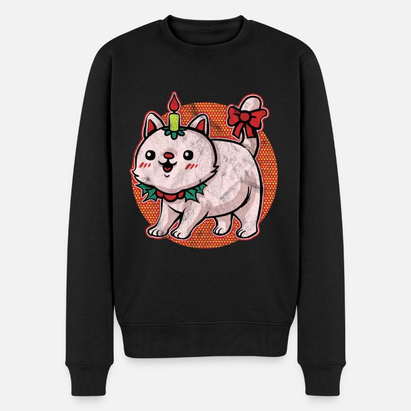 Ugly Christmas Sweater Katze - Männer Premium Bio Pullover - Schwarz