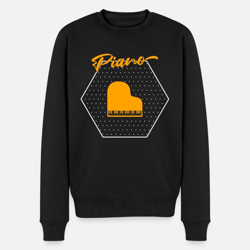 Klavier - Männer Premium Bio Pullover - Schwarz