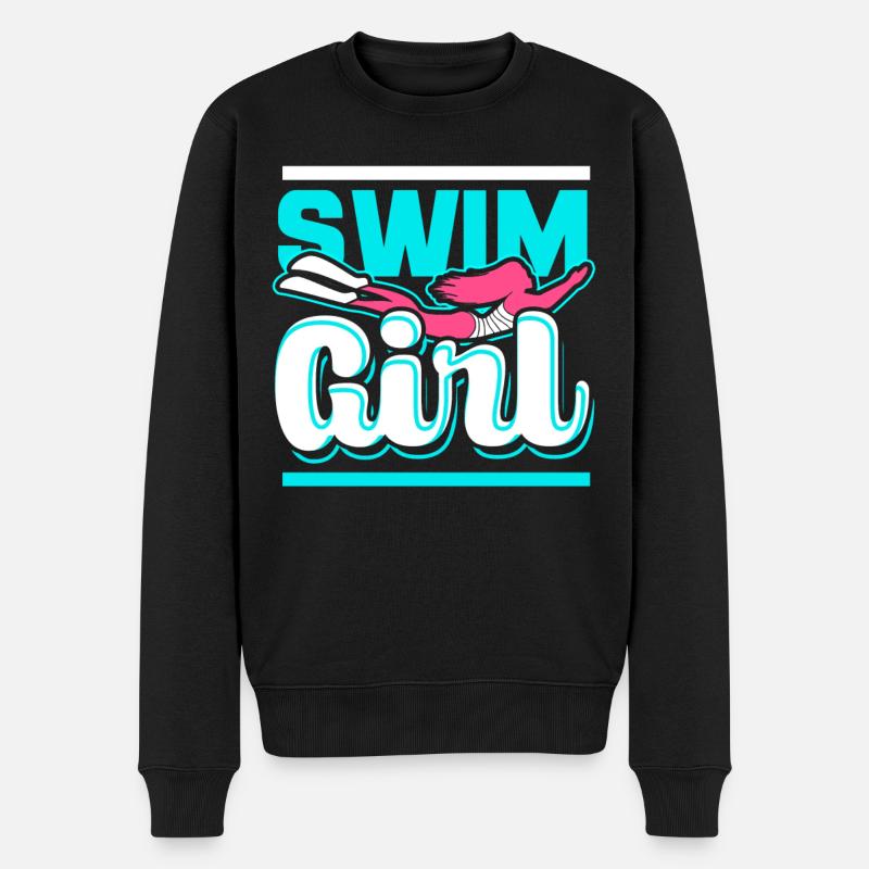 Schwimmen Mädchen - Männer Premium Bio Pullover - Schwarz