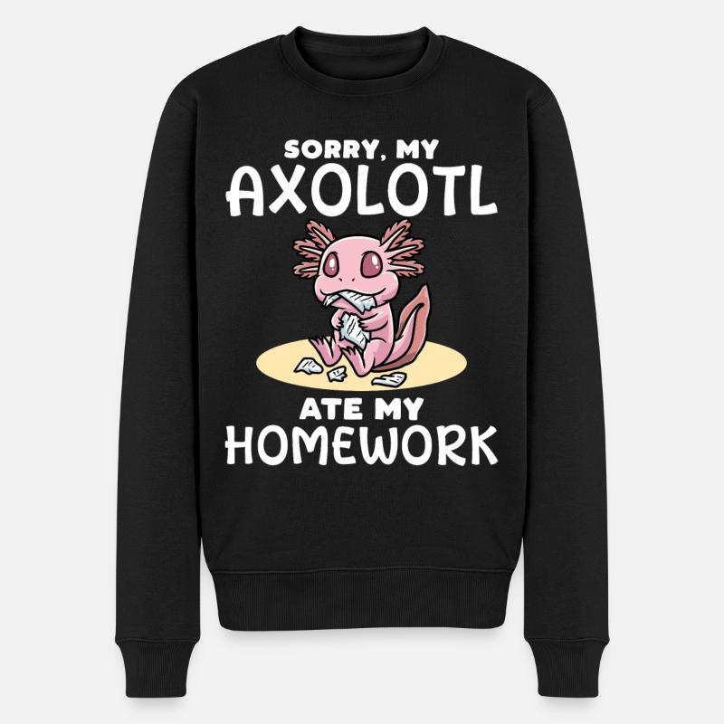 Axolotl - Männer Premium Bio Pullover - Schwarz