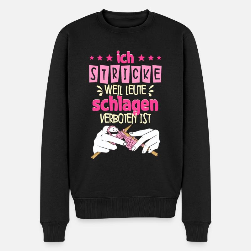 Häkeln - Männer Premium Bio Pullover - Schwarz