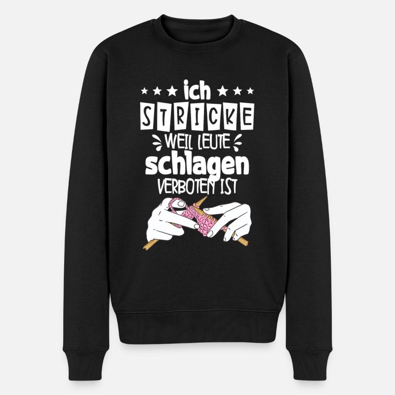 Häkeln - Männer Premium Bio Pullover - Schwarz