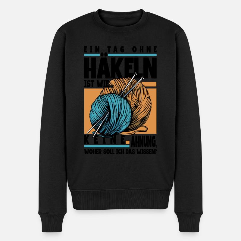 Häkeln - Männer Premium Bio Pullover - Schwarz
