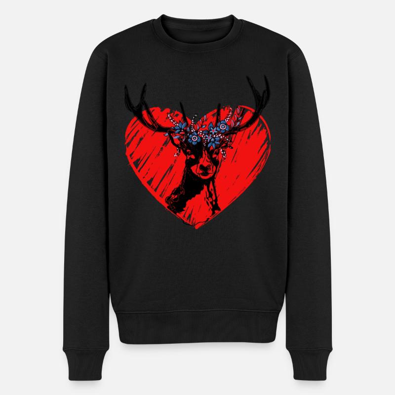 Cœur de cerf - Pull Premium bio Homme - noir